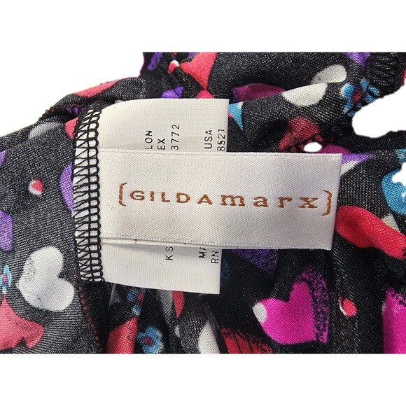 Gilda Marx VTG 90s Hearts Galore Black LS Skirted Leotard Adult Size XS (Y/J) - Picture 6 of 13